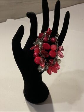 Pink Bead and Charm Multi-Strand Bracelet